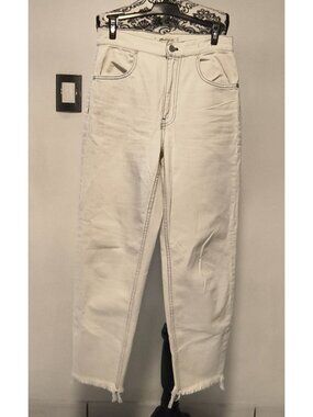 Madewell The Perfect Vintage Wide-Leg Crop Jeans Size 25 White High Rise 26”